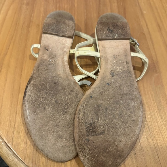 Chanel Beige Sandals with Logo Accent - Picture 2 of 8